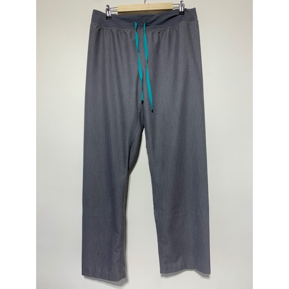 Figs Women's Gray Track Pants with Teal Drawstring